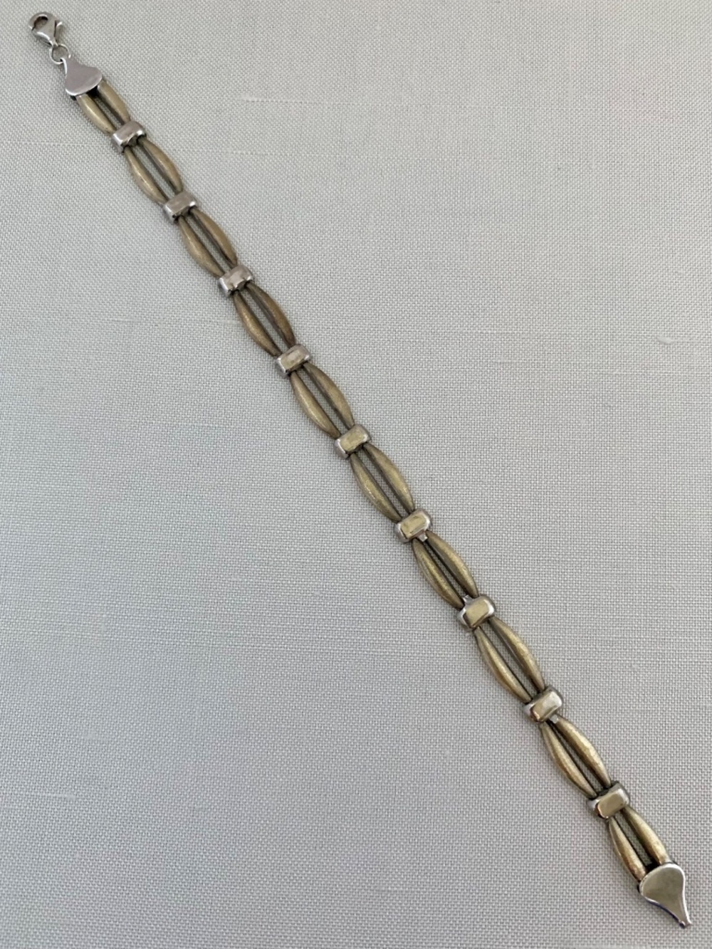 Gregory Leps GL Turkey Sterling Silver & 1/7 10K Two-Tone Link Bracelet 7.5"